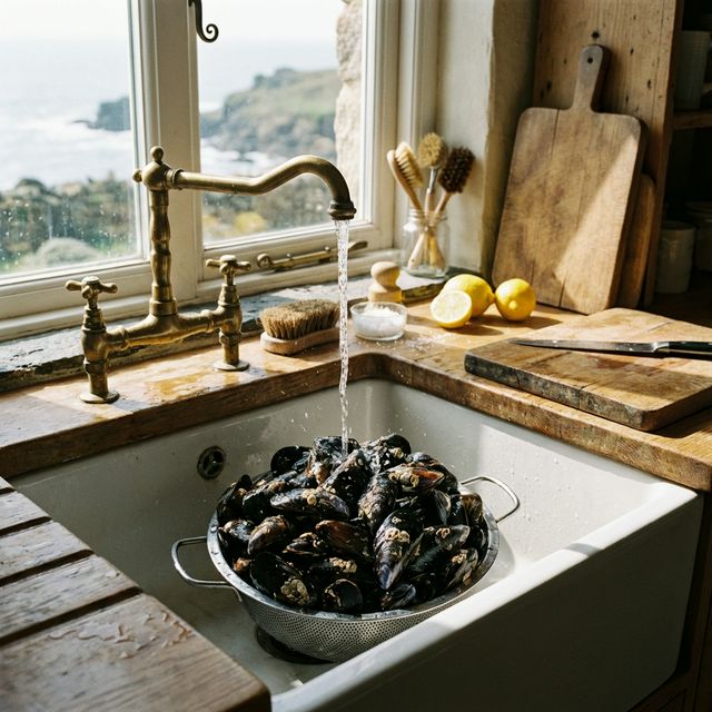 Préparation de moules fraîches